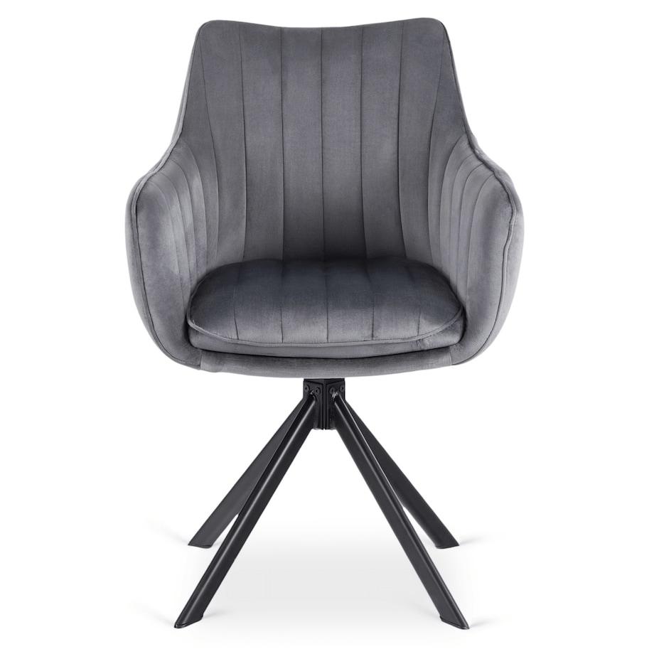 Krzesło Obrotowe Kubełkowe Welurowe Do Jadalni Salonu Szary MUMBAI