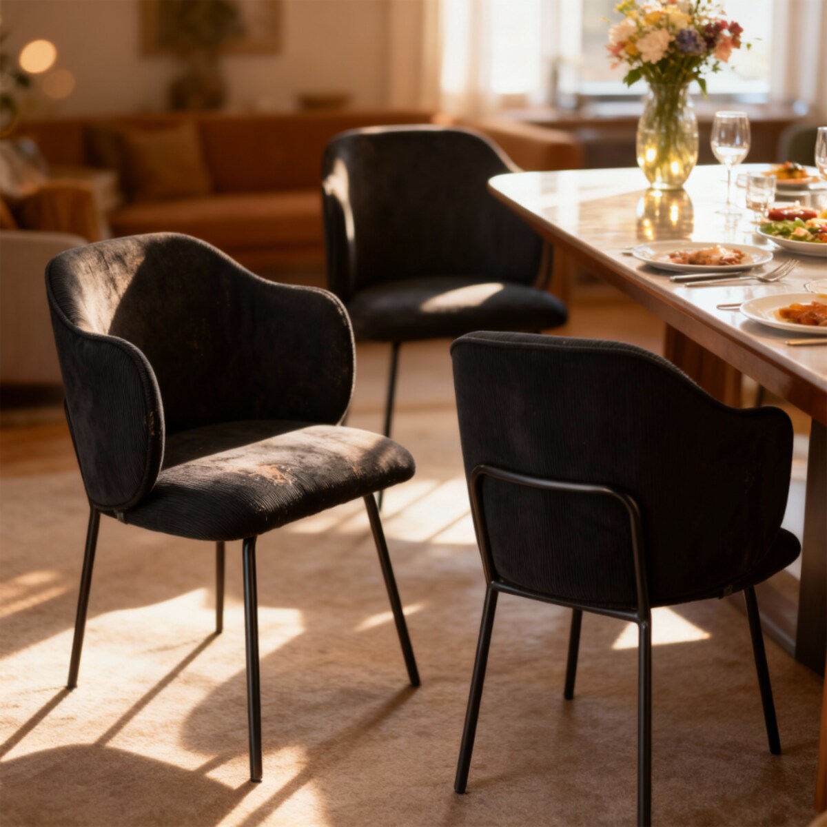 Krzesło z sztruksu tapicerowane DALIA welurowe JUMI