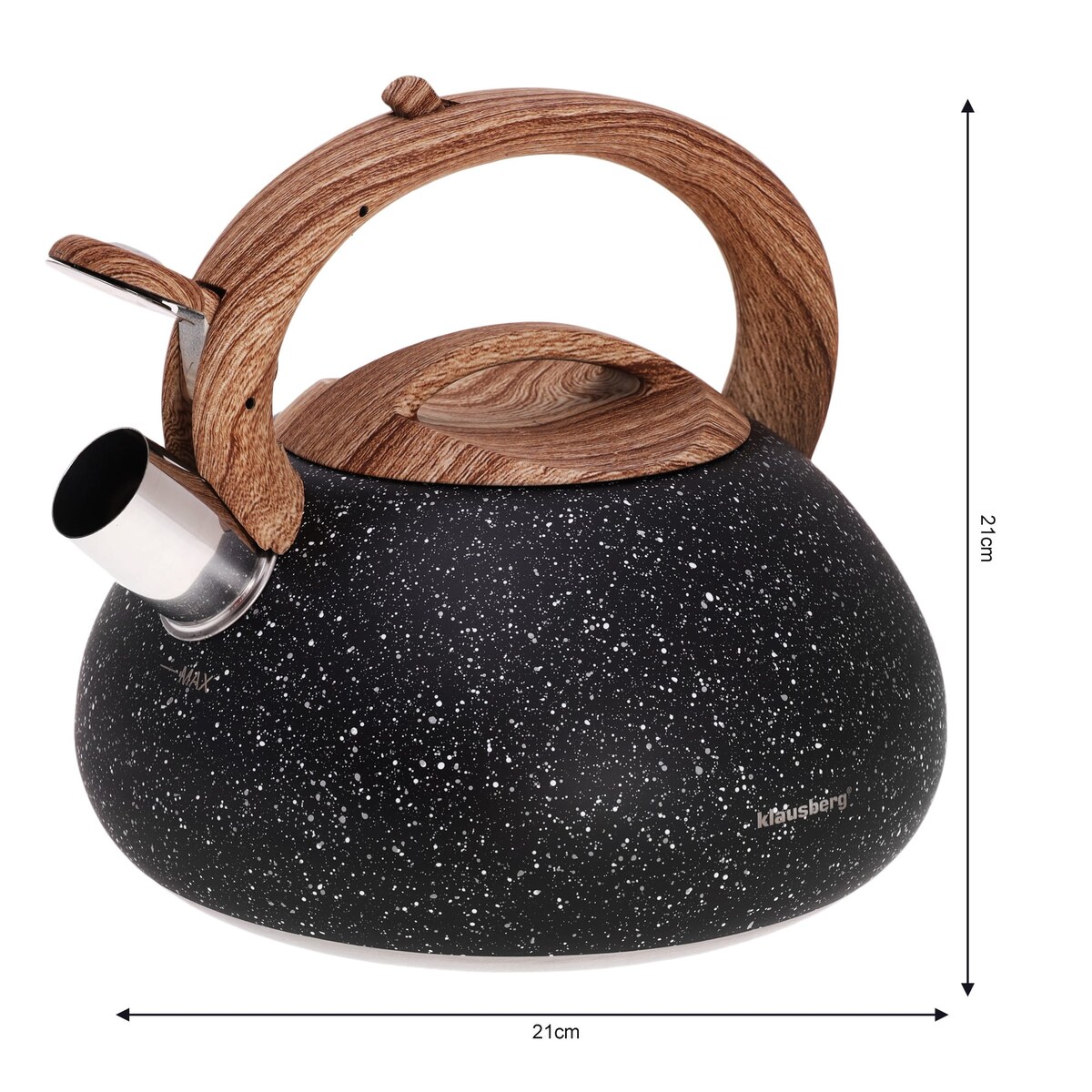 Czajnik stalowy z gwizdkiem 2.7L Wood Line czarny KLAUSBERG