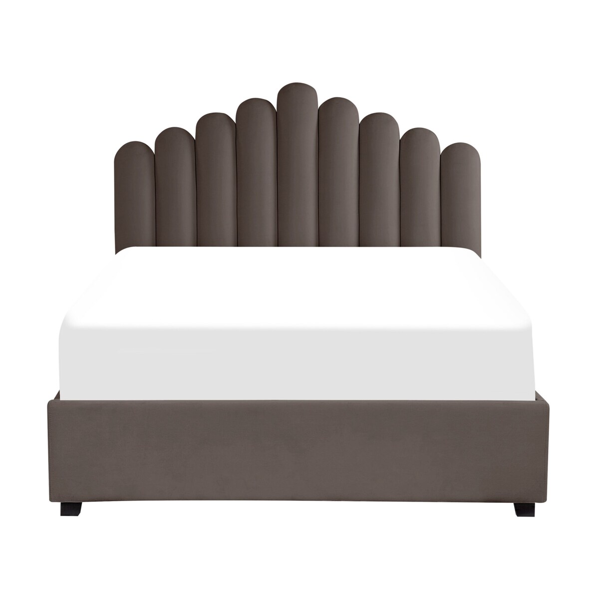 Łóżko z pojemnikiem welurowe 140 x 200 cm beżowoszare VINCENNES