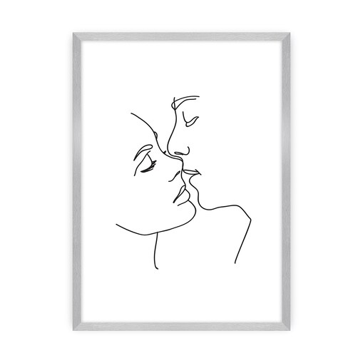 Plakat Kiss Line, 21 x 30 cm, Ramka: Srebrna