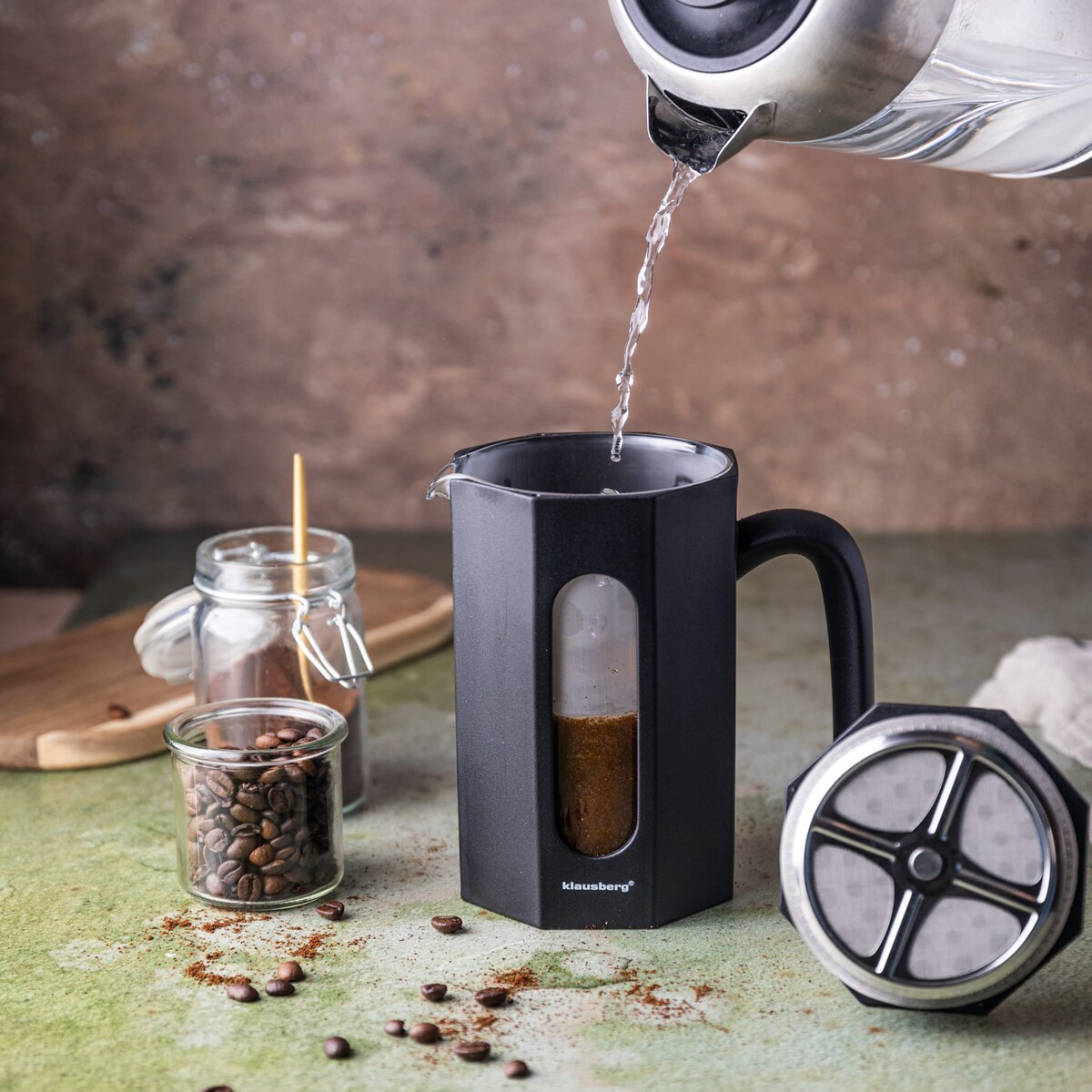 Zaparzacz do kawy herbaty 0.60L French Press czarny KLAUSBERG