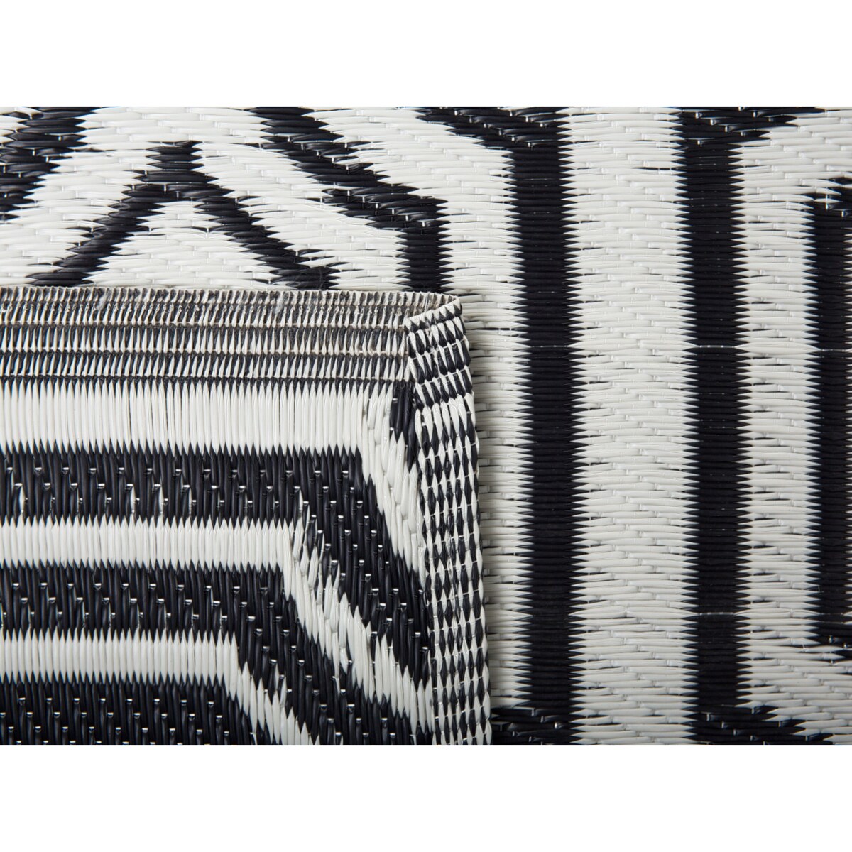 Dywan zewnętrzny dwustronny 90 x 180 cm czarno-biały BIDAR