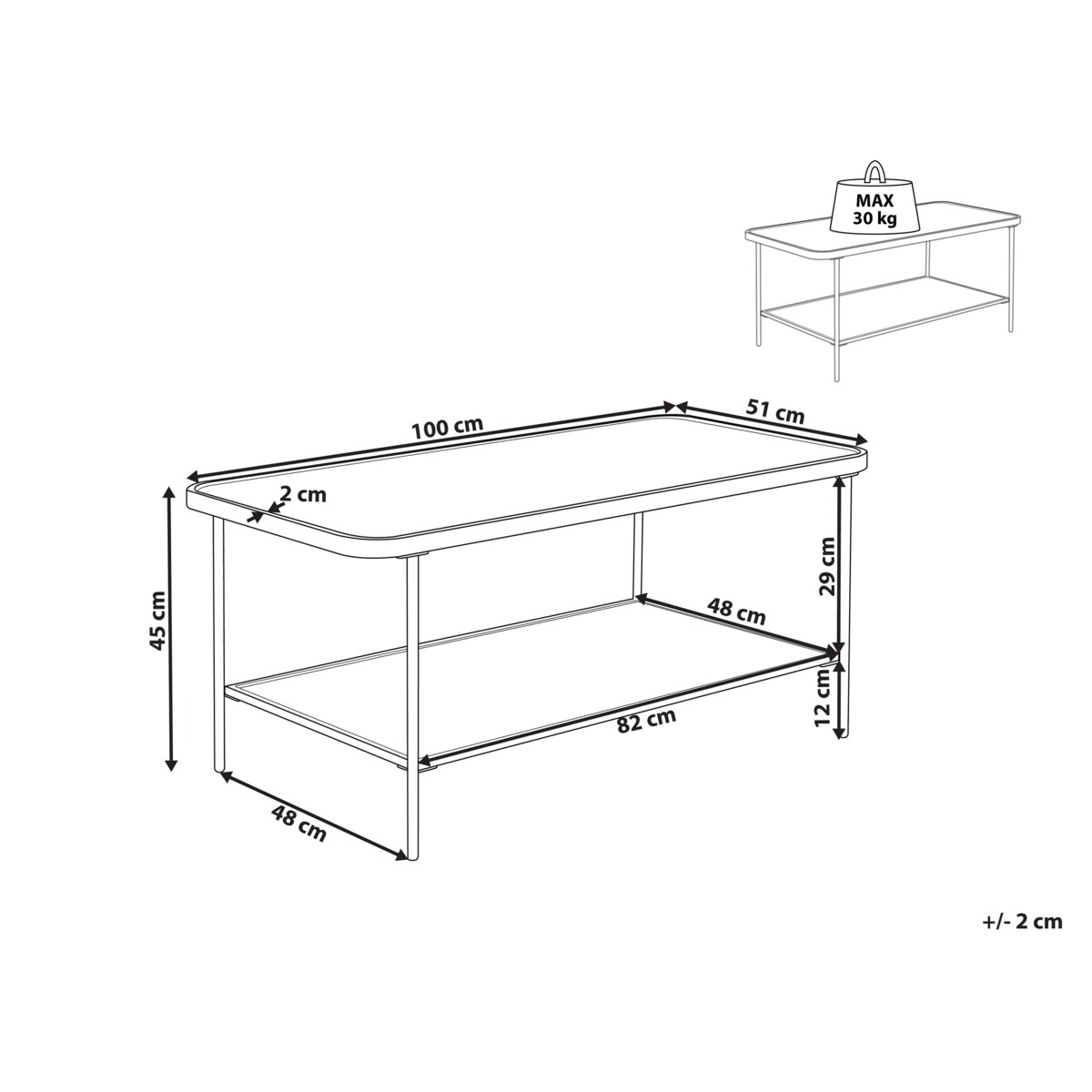 Stolik kawowy Szkło hartowane Czarny BLAIR