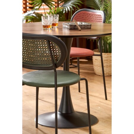 STÓŁ OKRĄGŁY Malta 90 cm ORZECH czarna podstawa dla 3-4 osób