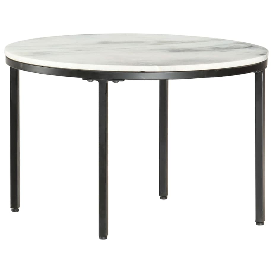 vidaXL Stolik kawowy, biało-czarny, Ø65 cm, prawdziwy marmur