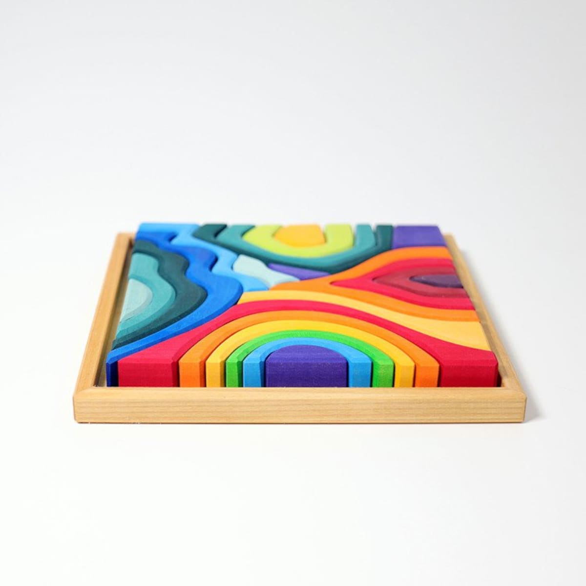 Układanka drewniana Kształty- zestaw klocków Grimm's kolorowy 3+