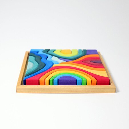 Układanka drewniana Kształty- zestaw klocków Grimm's kolorowy 3+