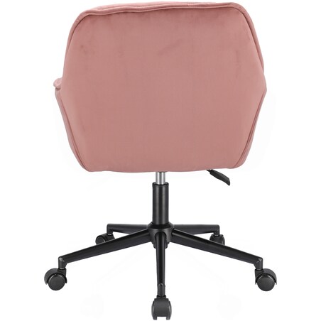 Krzesło welurowe obrotowe LARGO różowe czarne nogi