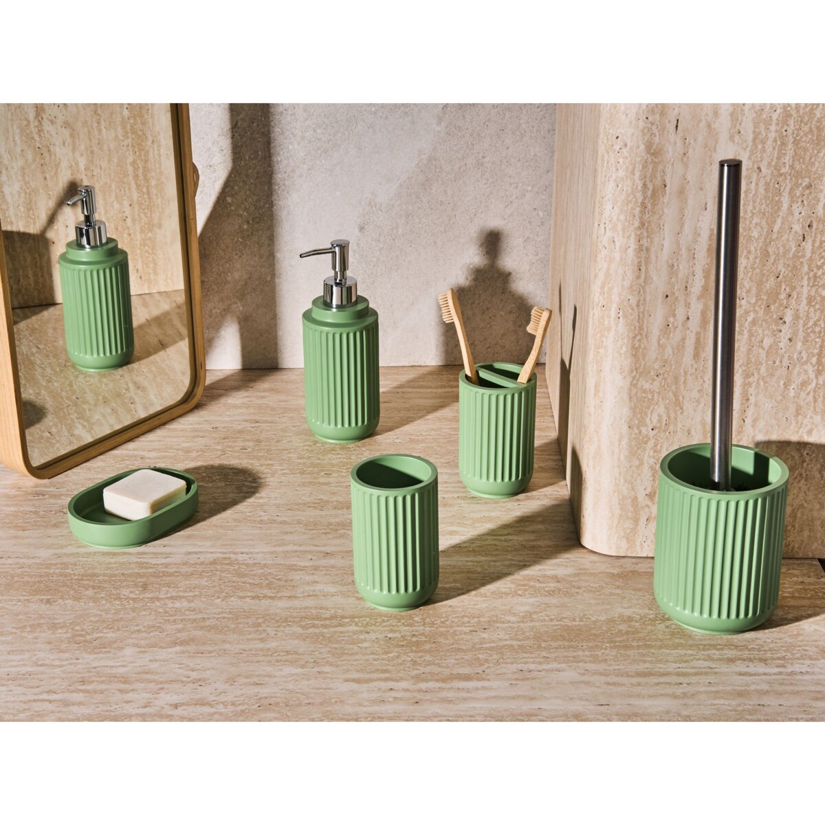 Zestaw akcesoriów łazienkowych 5 elementów HUARMEY Zielony