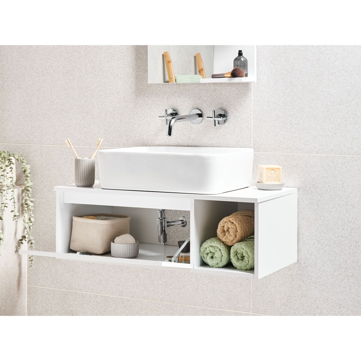 Wisząca szafka pod umywalkę RUPANCO 80 cm Biały