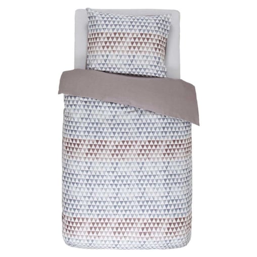 Elegancki komplet pościeli z bawełny satynowej we wzory geometryczne w kolorze szarym, poszewka ozdobna, pościel Esprit, 140 x 220 cm