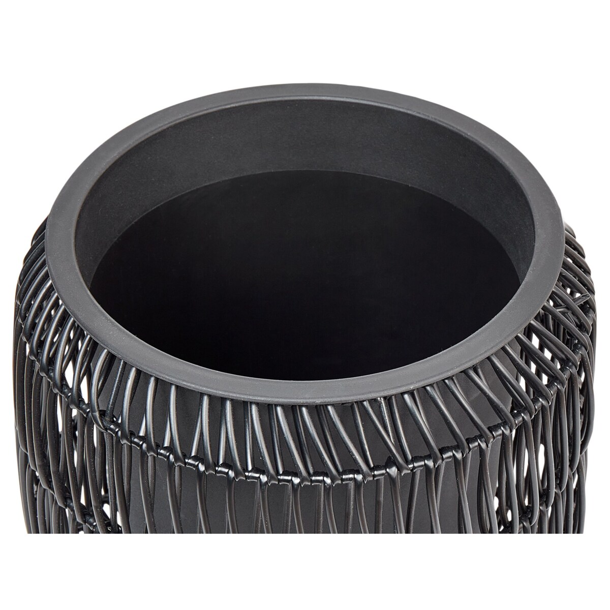 Zestaw 2 doniczek na kwiaty z technorattanu czarny BRODIEA