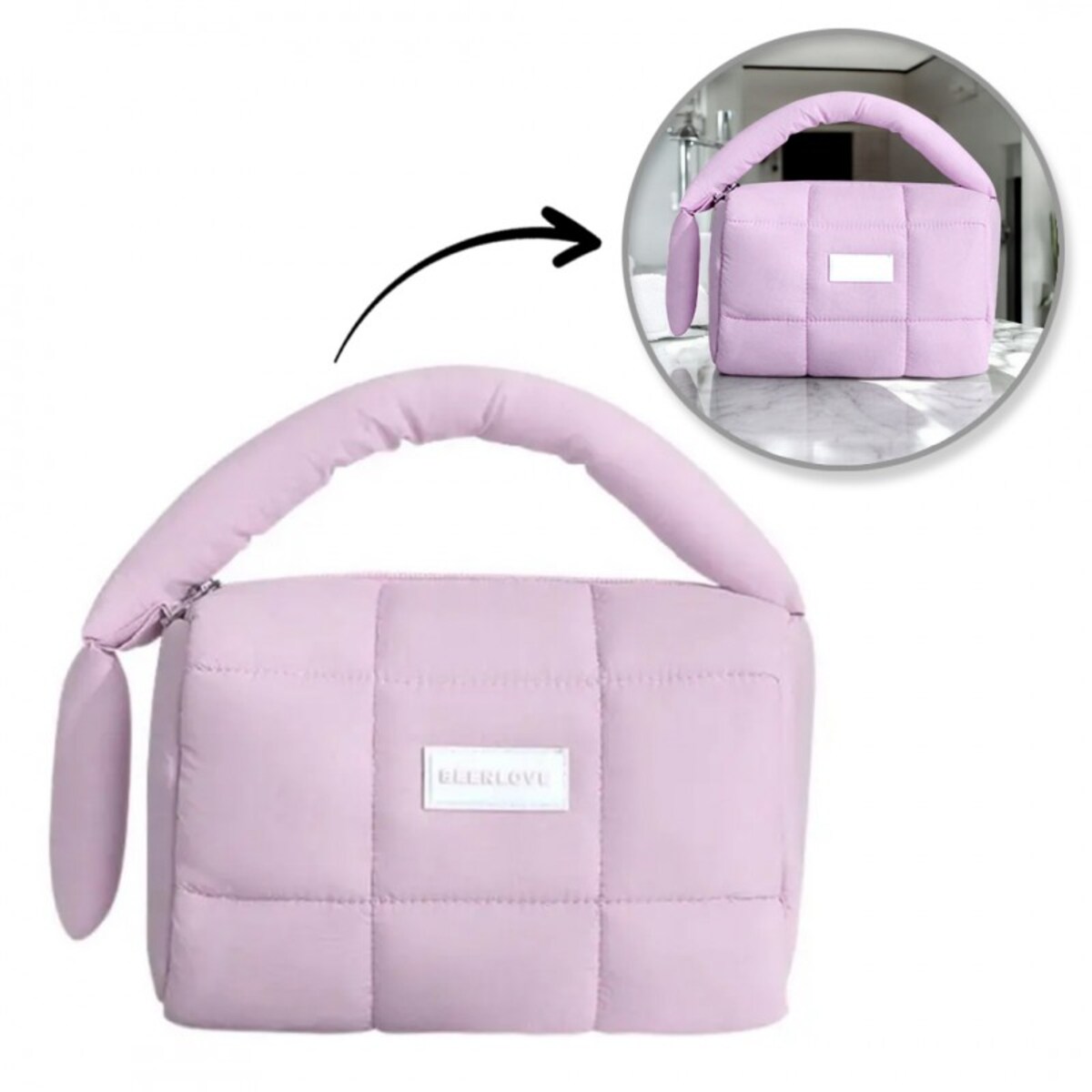 Kosmetyczka damska pikowana kuferek z rączką 18,5 x 12,5 x 13 cm KS140FIO