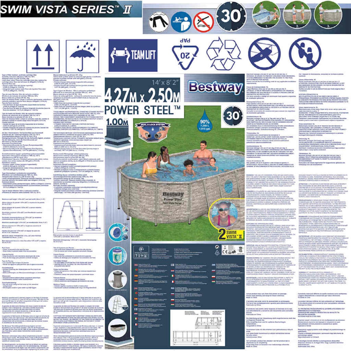Bestway Basen Power Steel z akcesoriami, 427x250x100 cm