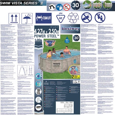 Bestway Basen Power Steel z akcesoriami, 427x250x100 cm