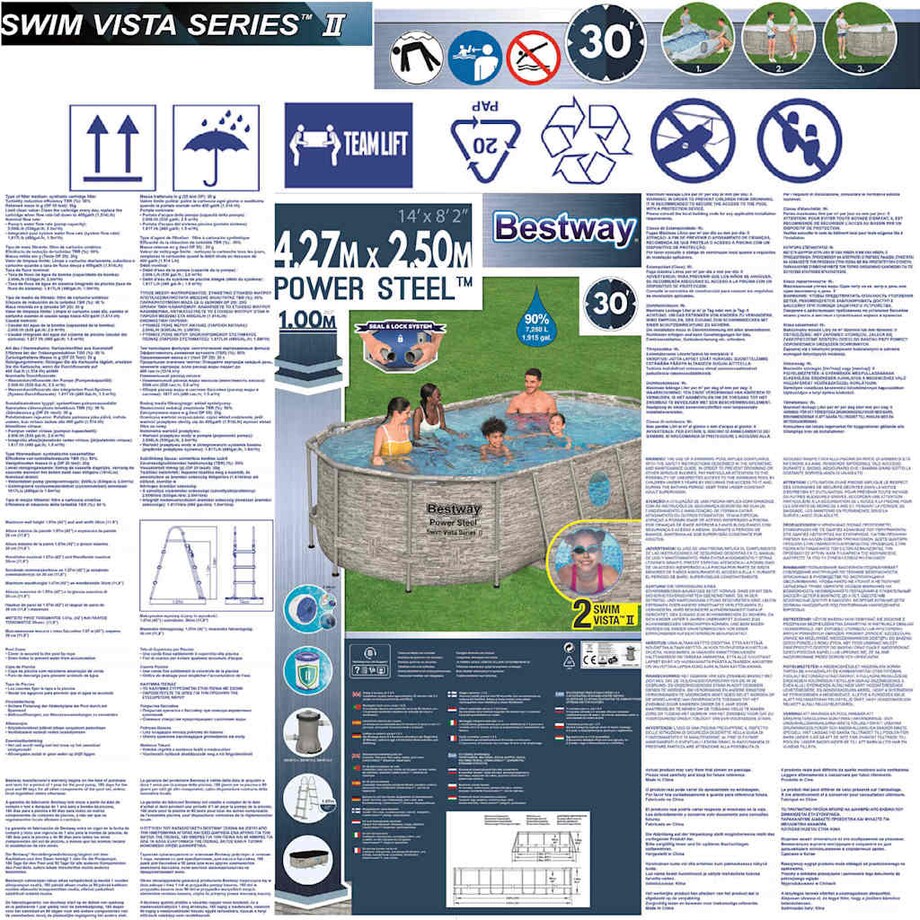 Bestway Basen Power Steel z akcesoriami, 427x250x100 cm