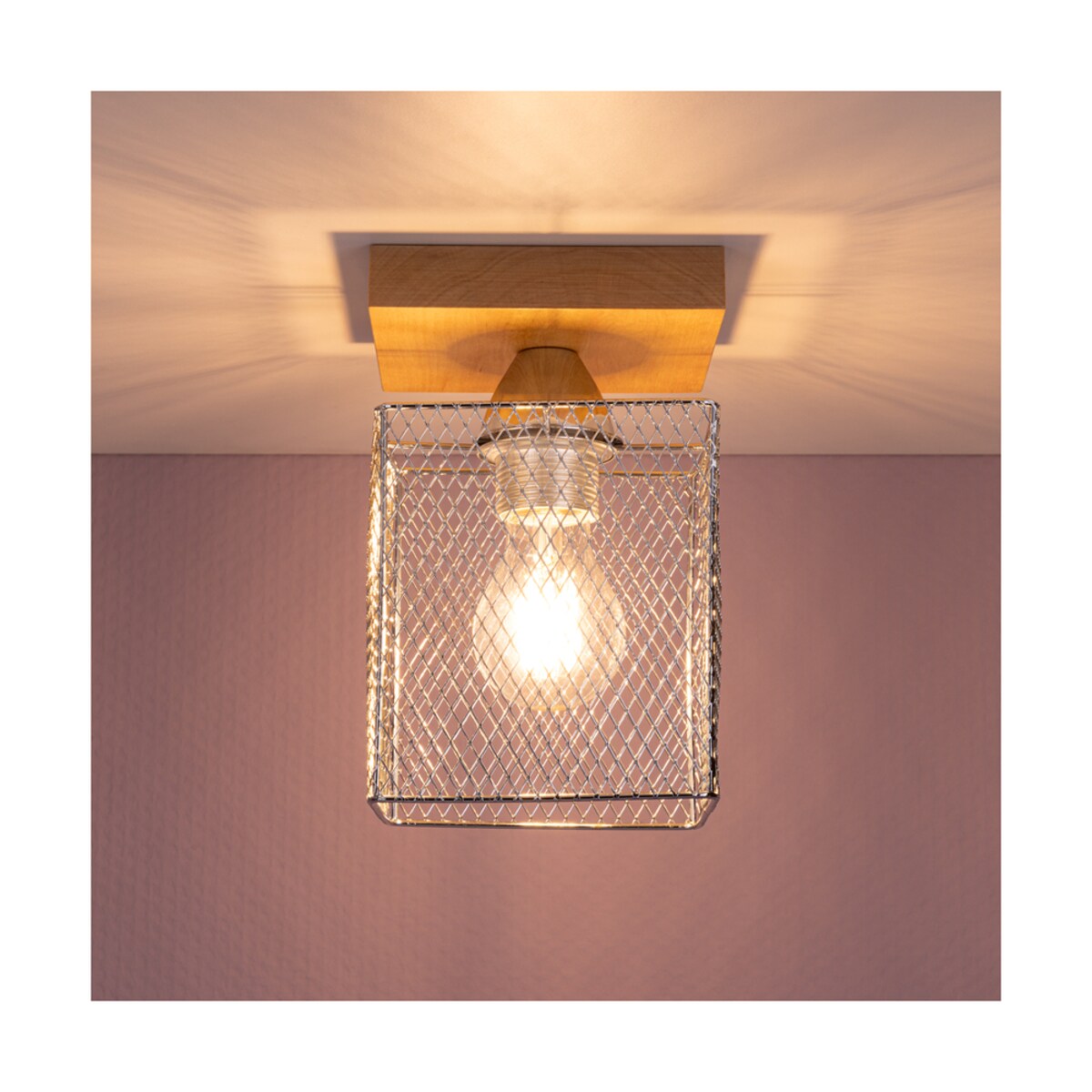 Drewniana Lampa Sufitowa BRITOP Lighting Norman 1xE27 Max.25W Naturalna Brzoza FSC z Akcentem Chromu, Polski Producent 1 szt.