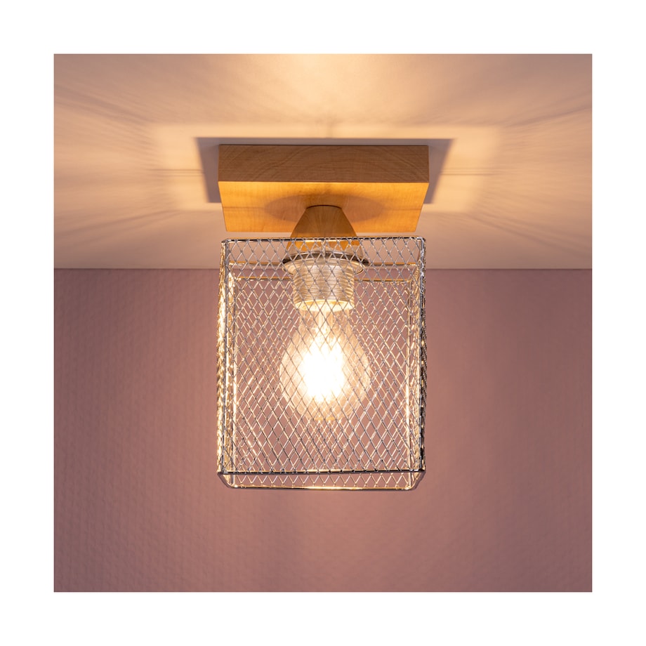 Drewniana Lampa Sufitowa BRITOP Lighting Norman 1xE27 Max.25W Naturalna Brzoza FSC z Akcentem Chromu, Polski Producent 1 szt.