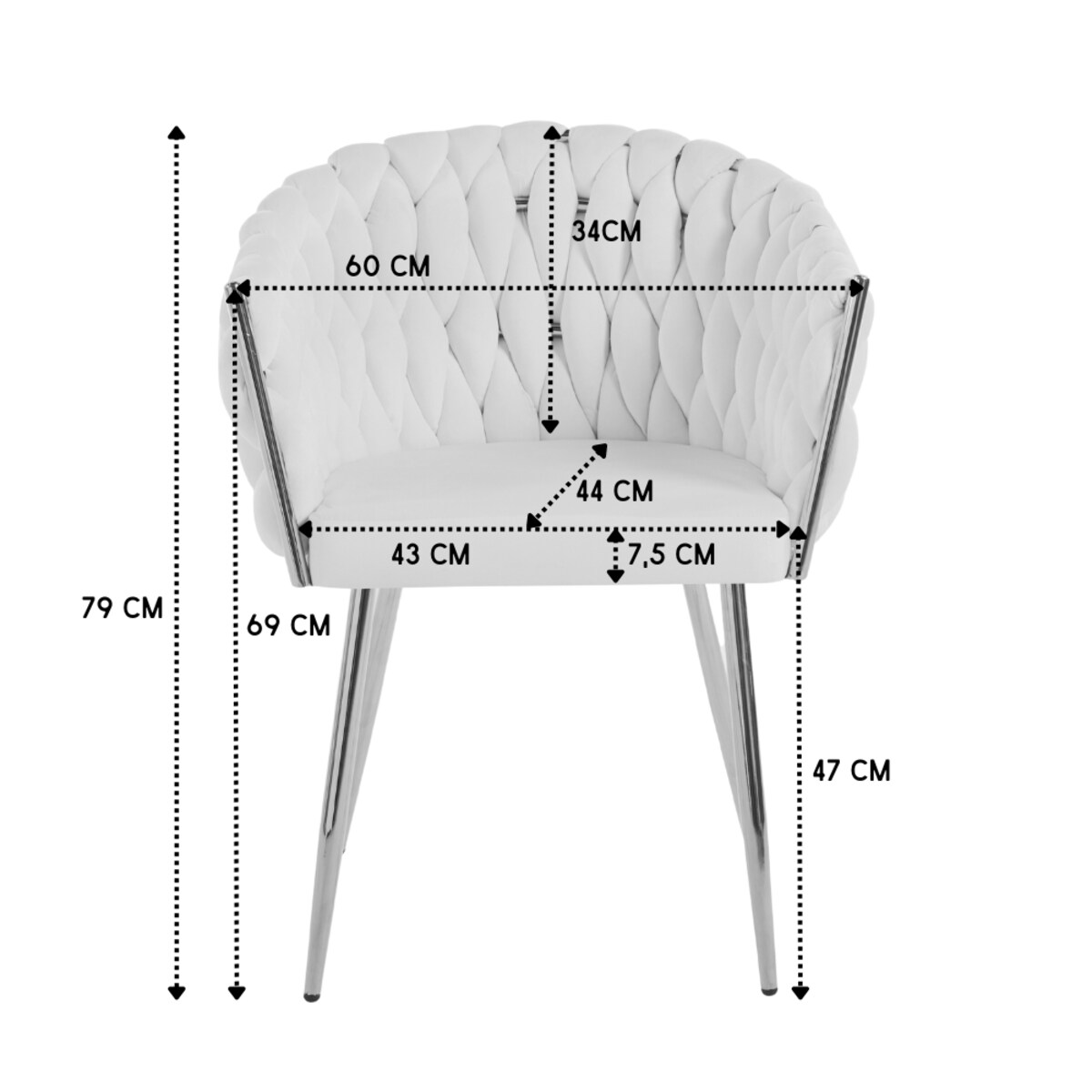 Krzesło tapicerowane plecione do jadalni beżowe welurowe glamour ROSA GOLD