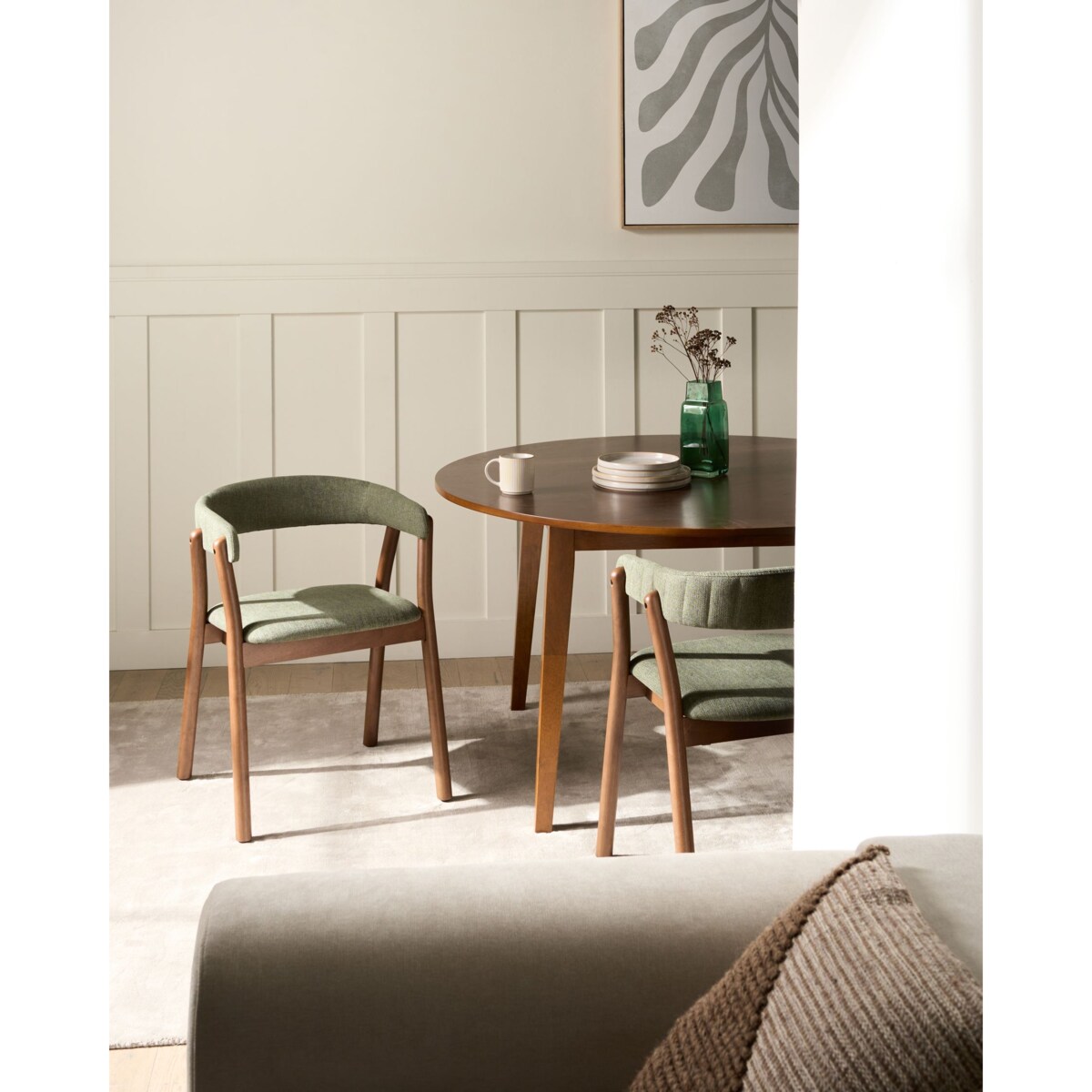 Zestaw 2 krzeseł do jadalni MYLO Ciemny brąz/ zielony