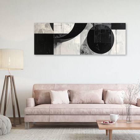 Obraz do salonu sypialni biura loftu, Czarno biała geometryczna abstrakcja