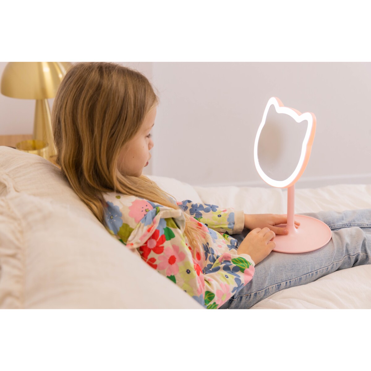 INNOGIO GIOPERFECT Pink Cat lusterko kosmetyczne z podświetleniem LED