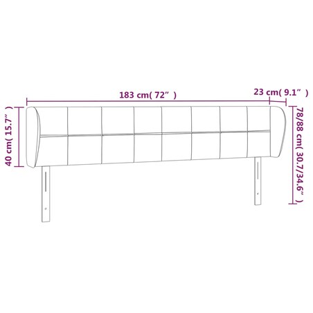 vidaXL Zagłówek uszak, taupe, 183x23x78/88 cm, tkanina