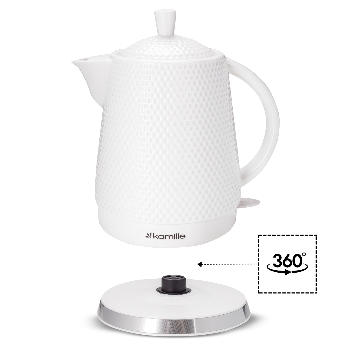 Czajnik elektryczny bezprzewodowy ceramiczny biały 1.5L KAMILLE