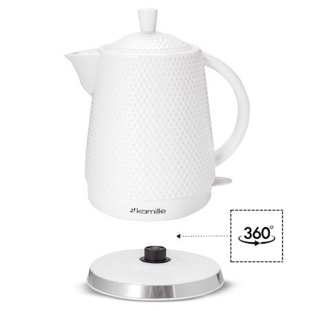 Czajnik elektryczny bezprzewodowy ceramiczny biały 1.5L KAMILLE