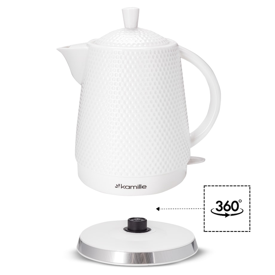 Czajnik elektryczny bezprzewodowy ceramiczny biały 1.5L KAMILLE