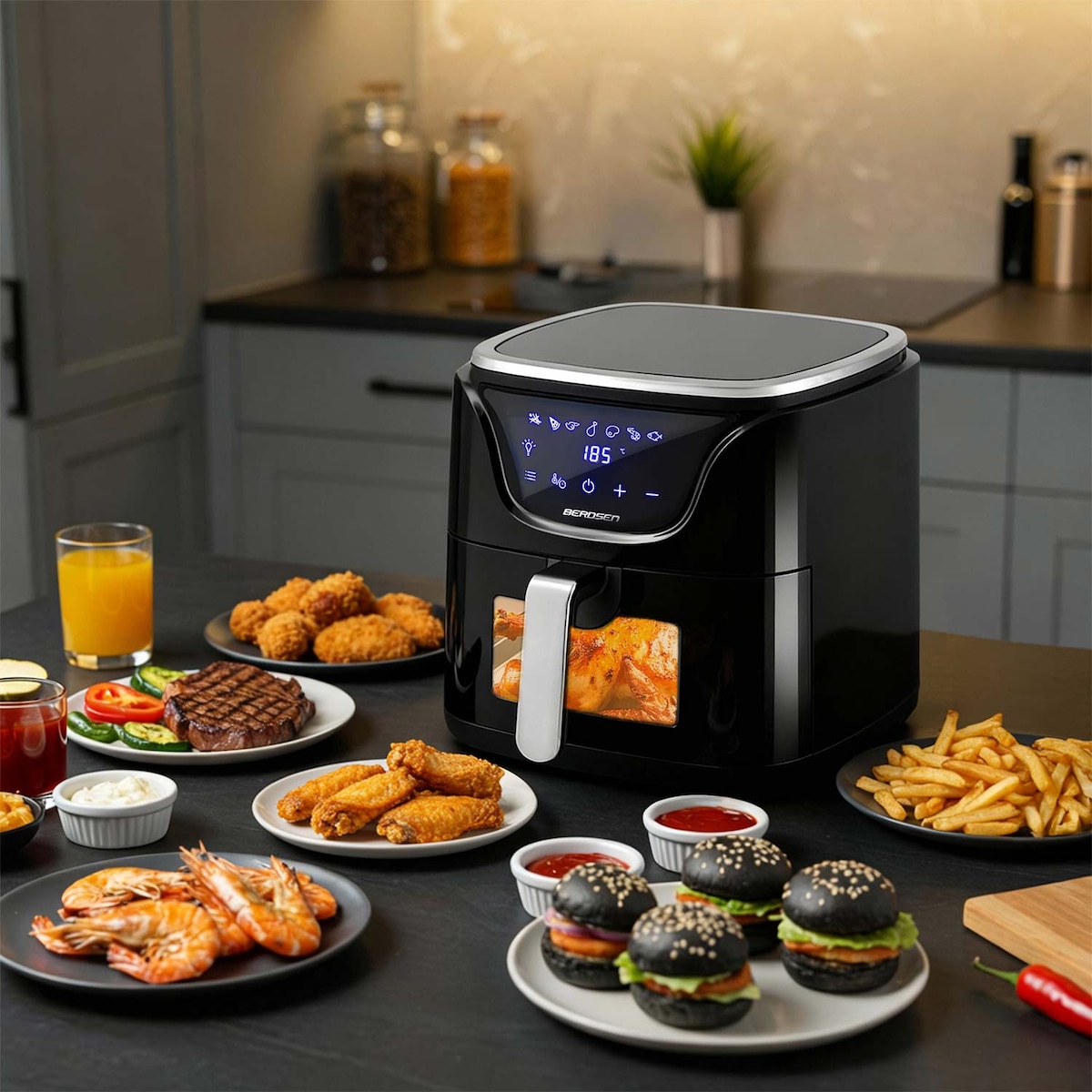 Frytkownica beztłuszczowa AIR FRYER 5l 1500w Berdsen