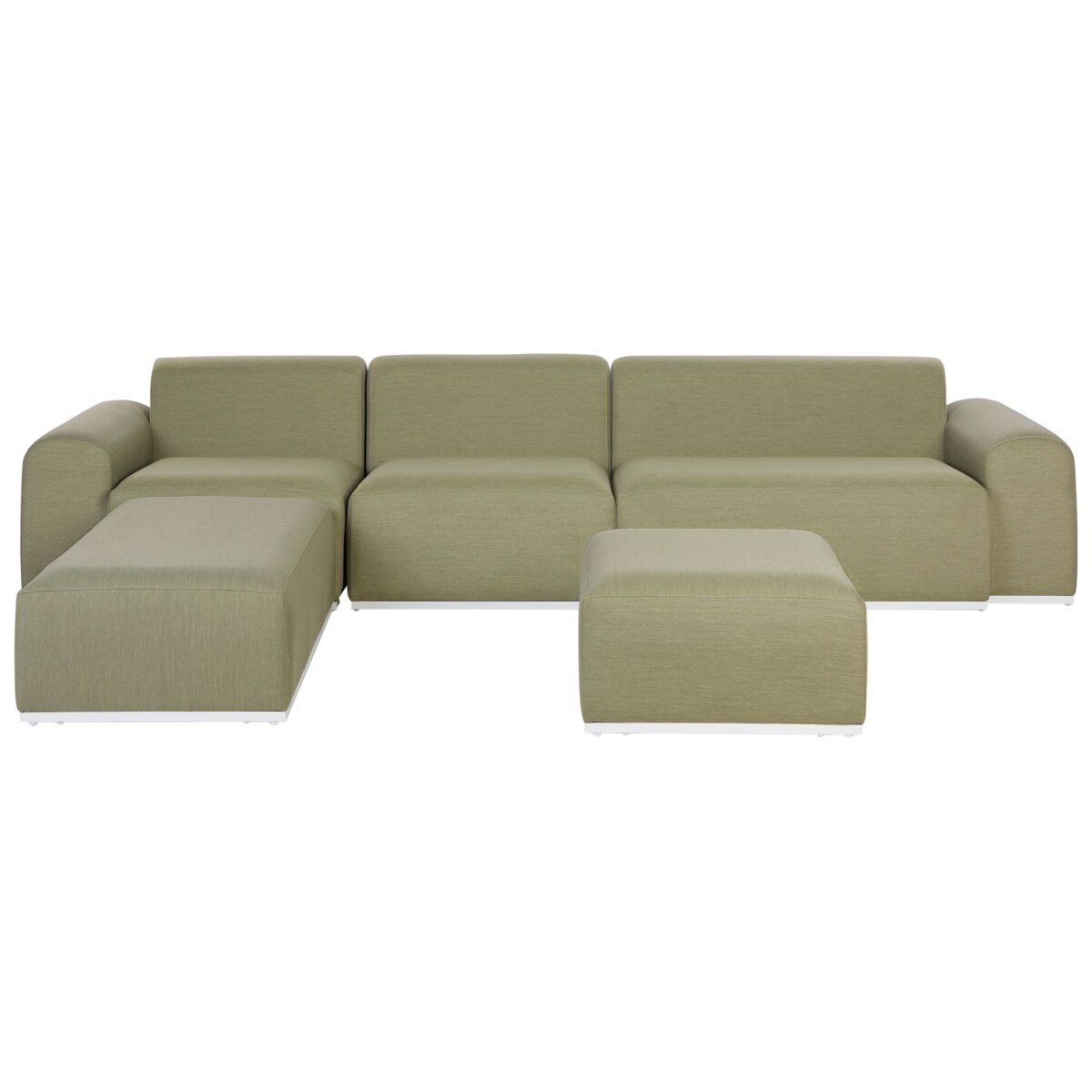 Sofa ogrodowa z otomaną dla 7 osób BATTIFOLLO Modułowy Oliwkowy