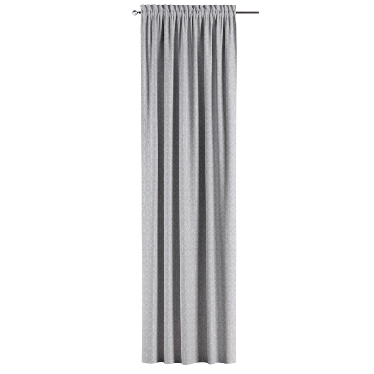 Zasłona na kanale z grzywką 1 szt. 130x260 wzór sześcianów na szarym tle