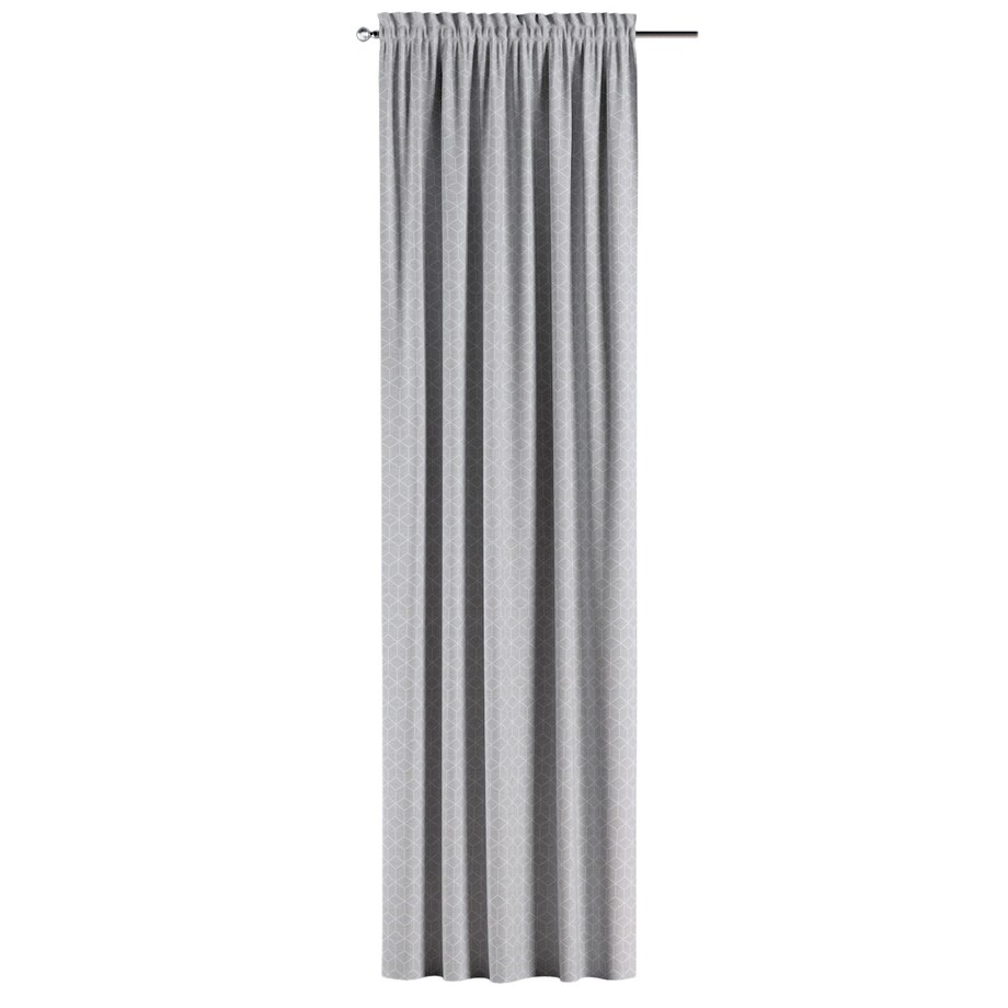 Zasłona na kanale z grzywką 1 szt. 130x260 wzór sześcianów na szarym tle