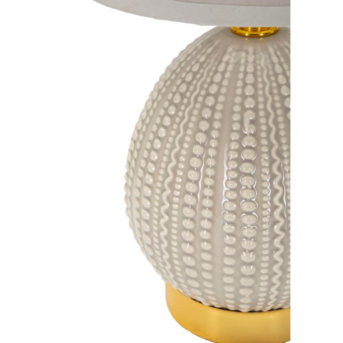 Lampa stołowa Flavi, kolor szary, ceramika, żelazo i tkanina, 15 x 15 x 30,5 cm, 1 x E14, do salonu i sypialni, Mauro Ferretti