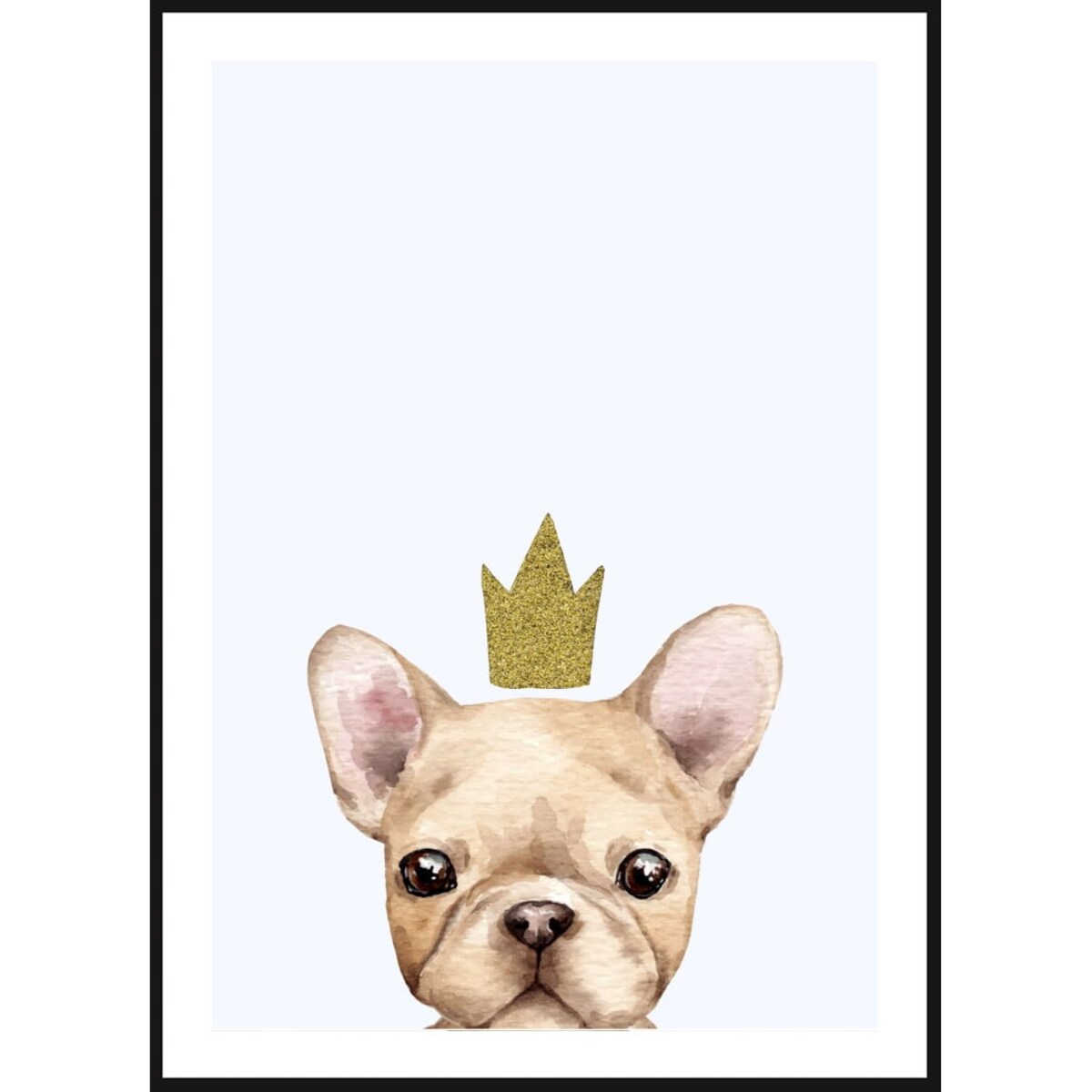 Poster Story, Plakat, Obraz - Buldog Francuski w Złotej Koronie, wymiary 30 x 42 cm