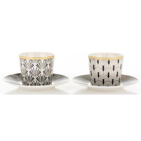 Komplet 2 filiżanek porcelanowych 220 ml ze spodeczkiem DIVERSO