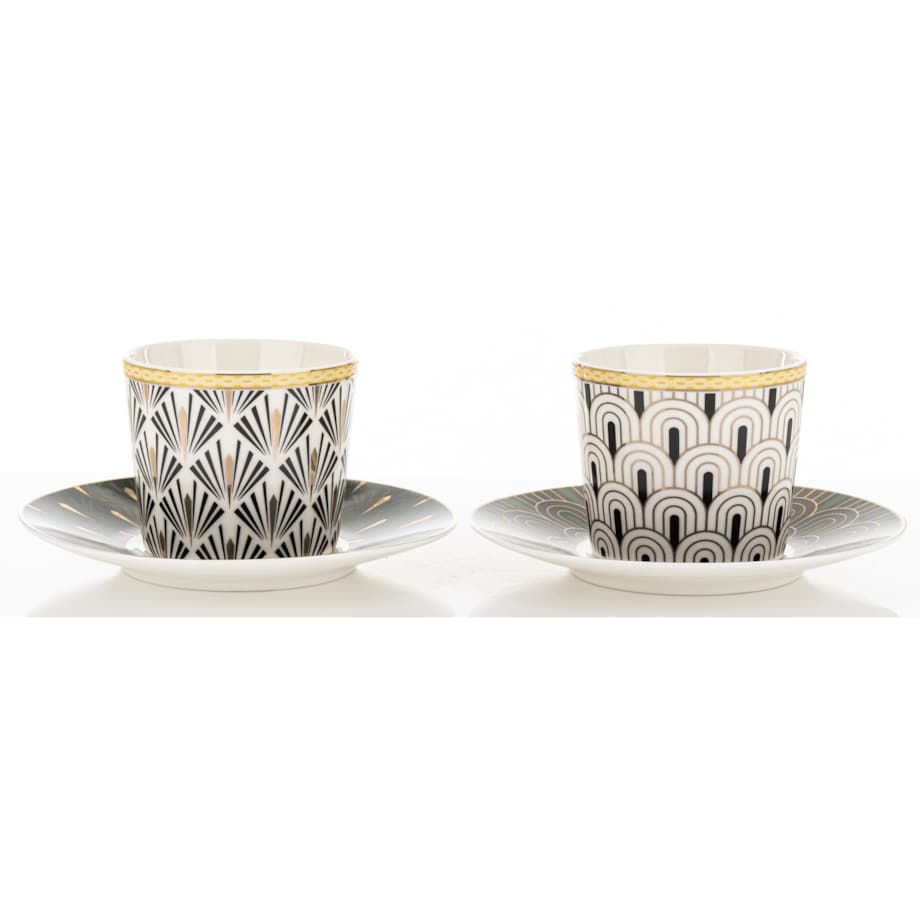 Komplet 2 filiżanek porcelanowych 220 ml ze spodeczkiem DIVERSO