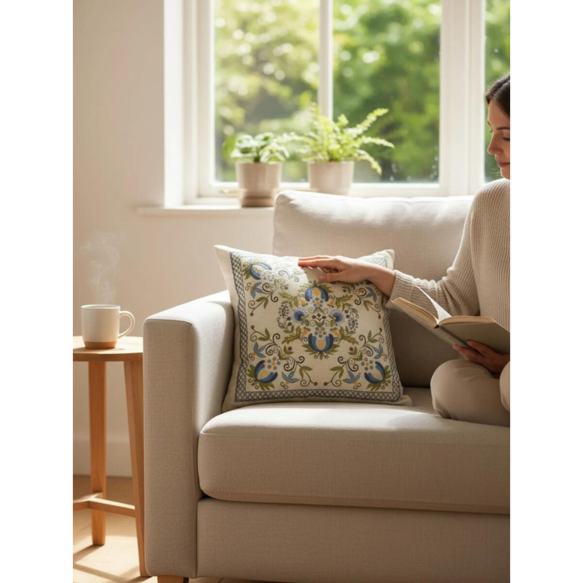 Dwustronna ludowa poduszka gobelinowa 45x45 Legenda