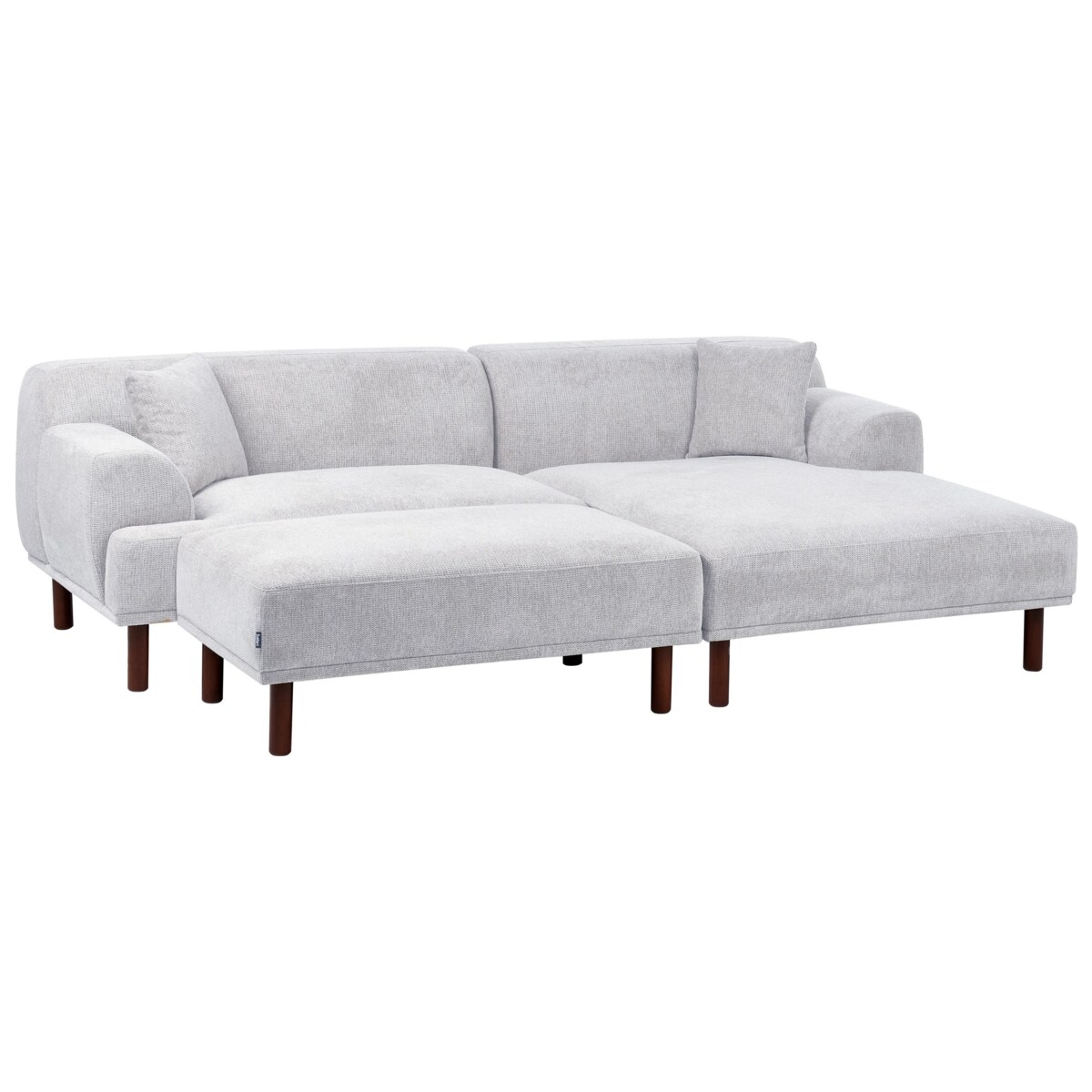 Sofa narożna lewostronna z otomaną HOLT Jasnoszary Lewostronny