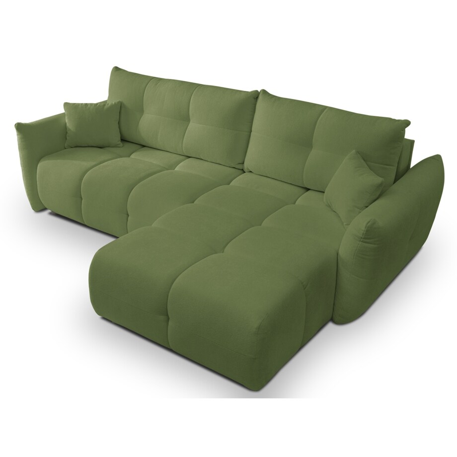 Narożnik z funkcją spania do salonu BOSE, prawostronny, zielony