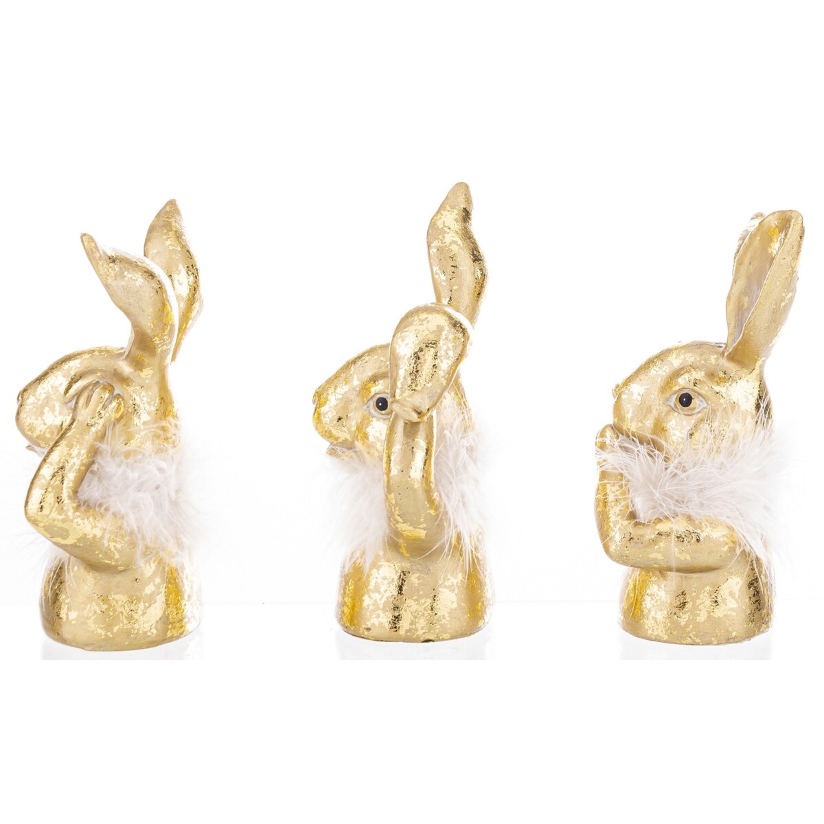 Dekoracja - 3 złote króliki - nie widzę, nie słyszę, nie mówię 16,5x10x6 cm