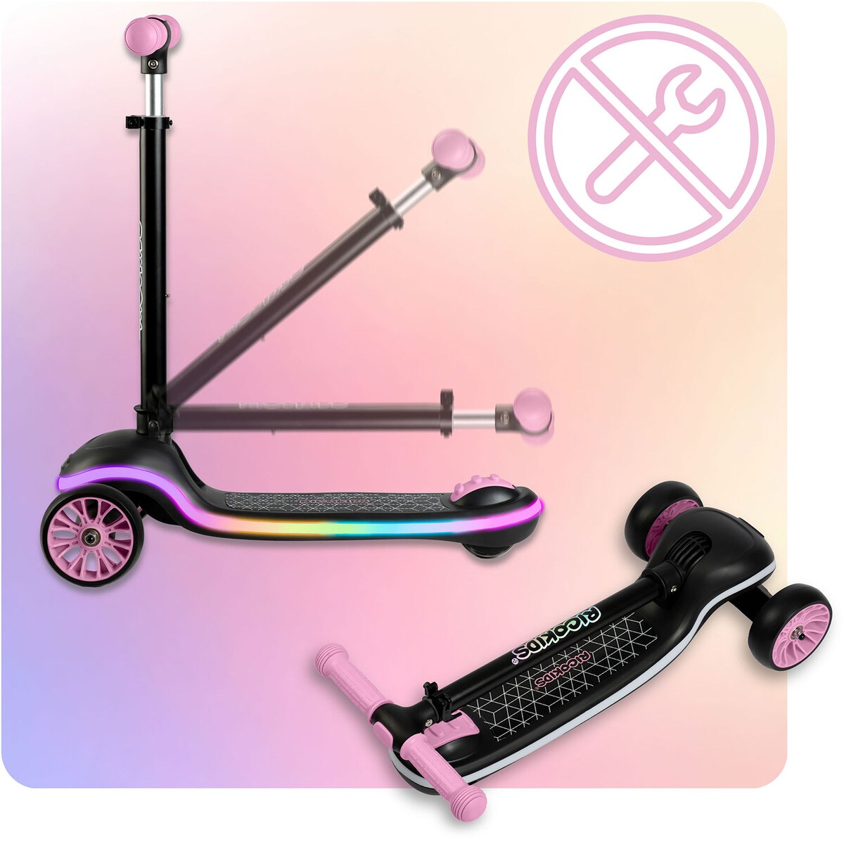 Hulajnoga dla dzieci trójkołowa Leddi czarna-różowa