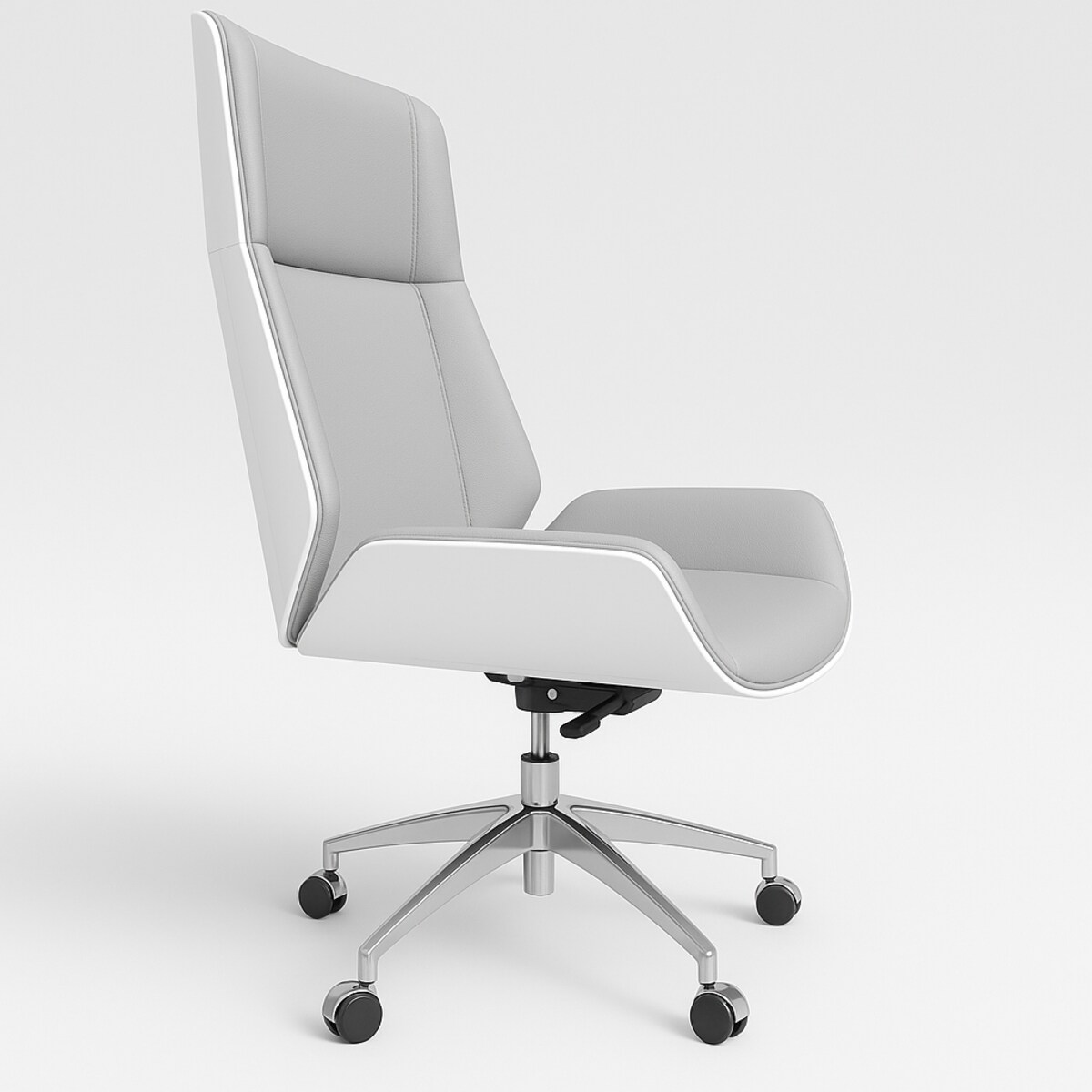 Fotel obrotowy biurowy biało szary srebrna noga Luxury Premium