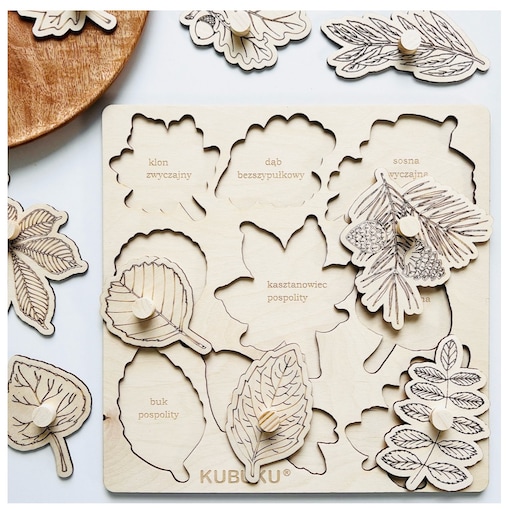 Drewniane puzzle JESIENNE LIŚCIE edukacyjna zabawka Montessori