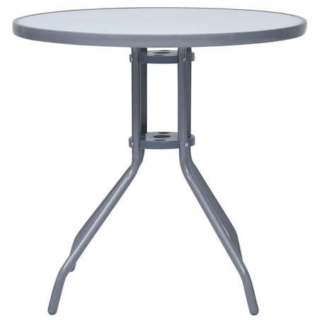vidaXL Stolik ogrodowy, jasnoszary, 80 cm, stal i szkło