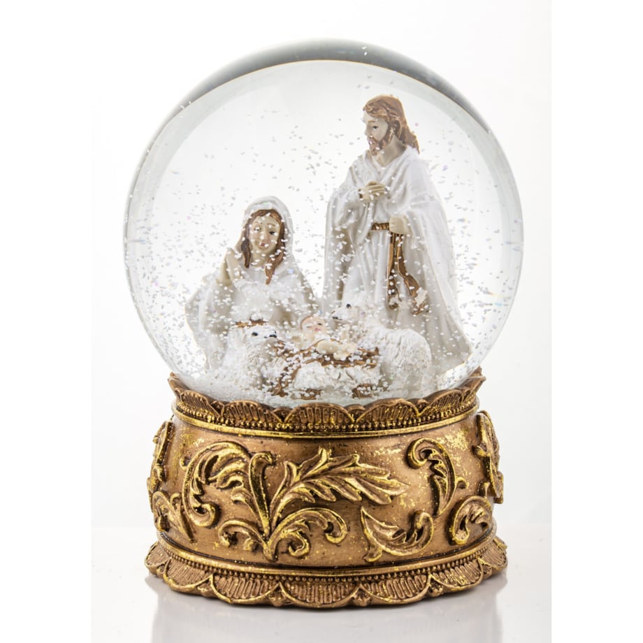 Szklana kula 16x11x11 cm BEBOLITO złota dekoracja