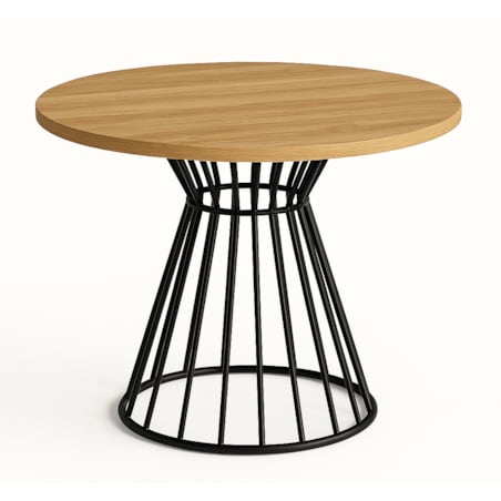 Okrągły stół Reo do salonu z metalową podstawą, blat 100cm- dąb hikora