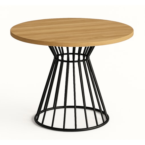 Okrągły stół Reo do salonu z metalową podstawą, blat 100cm- dąb hikora